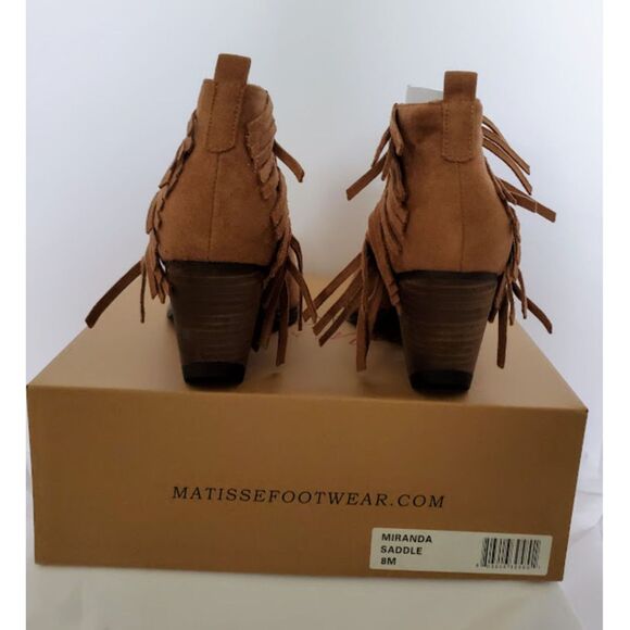 NWT Coconuts by Matisse Western Fringe Boots Sz 8 Festival Cowgirl Tan Ankle - Picture 5 of 8